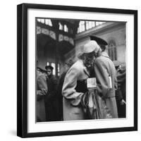 Couple in Penn Station Sharing Farewell Embrace Before He Ships Off to War During WWII-Alfred Eisenstaedt-Framed Photographic Print