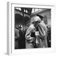 Couple in Penn Station Sharing Farewell Embrace Before He Ships Off to War During WWII-Alfred Eisenstaedt-Framed Photographic Print