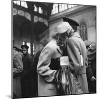 Couple in Penn Station Sharing Farewell Embrace Before He Ships Off to War During WWII-Alfred Eisenstaedt-Mounted Photographic Print