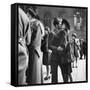 Couple in Penn Station Sharing Farewell Kiss Before He Ships Off to War During WWII-Alfred Eisenstaedt-Framed Stretched Canvas