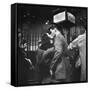 Couple in Penn Station Sharing Farewell Kiss Before He Ships Off to War During WWII-Alfred Eisenstaedt-Framed Stretched Canvas