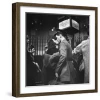 Couple in Penn Station Sharing Farewell Kiss Before He Ships Off to War During WWII-Alfred Eisenstaedt-Framed Photographic Print