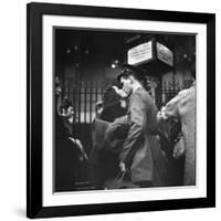 Couple in Penn Station Sharing Farewell Kiss Before He Ships Off to War During WWII-Alfred Eisenstaedt-Framed Photographic Print