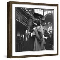 Couple in Penn Station Sharing Farewell Kiss Before He Ships Off to War During WWII-Alfred Eisenstaedt-Framed Photographic Print