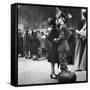 Couple in Penn Station Sharing Farewell Kiss Before He Ships Off to War During WWII-Alfred Eisenstaedt-Framed Stretched Canvas