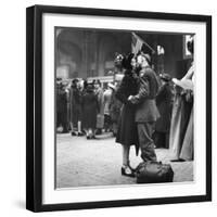 Couple in Penn Station Sharing Farewell Kiss Before He Ships Off to War During WWII-Alfred Eisenstaedt-Framed Photographic Print