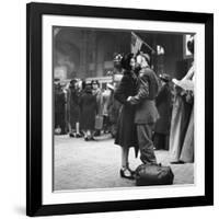 Couple in Penn Station Sharing Farewell Kiss Before He Ships Off to War During WWII-Alfred Eisenstaedt-Framed Photographic Print