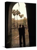 Couple in Plaza Real Gothic Square, Barcelona, Spain-Michele Westmorland-Stretched Canvas