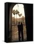 Couple in Plaza Real Gothic Square, Barcelona, Spain-Michele Westmorland-Framed Stretched Canvas