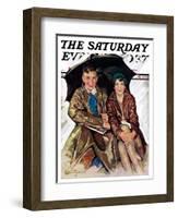 "Couple in Rain," Saturday Evening Post Cover, October 4, 1930-Ellen Pyle-Framed Giclee Print