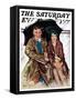 "Couple in Rain," Saturday Evening Post Cover, October 4, 1930-Ellen Pyle-Framed Stretched Canvas