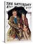 "Couple in Rain," Saturday Evening Post Cover, October 4, 1930-Ellen Pyle-Stretched Canvas