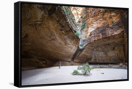 Couple in the Cathedral Gorge in the Purnululu National Park-Michael Runkel-Framed Stretched Canvas