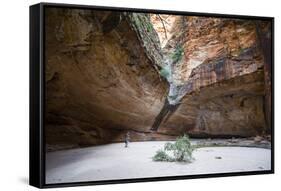 Couple in the Cathedral Gorge in the Purnululu National Park-Michael Runkel-Framed Stretched Canvas