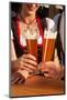 Couple in Traditional Bavarian Tracht - Dirndl and Lederhosen - in a Beer Tent at the Oktoberfest O-Kzenon-Mounted Photographic Print