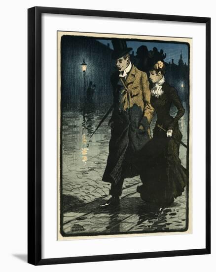 Couple in Wet Street-Paul Fischer-Framed Art Print