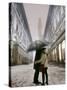 Couple Kiss Each Other During a Snowfall in Florence, Italy-null-Stretched Canvas