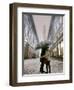 Couple Kiss Each Other During a Snowfall in Florence, Italy-null-Framed Photographic Print