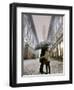 Couple Kiss Each Other During a Snowfall in Florence, Italy-null-Framed Photographic Print