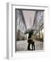 Couple Kiss Each Other During a Snowfall in Florence, Italy-null-Framed Photographic Print