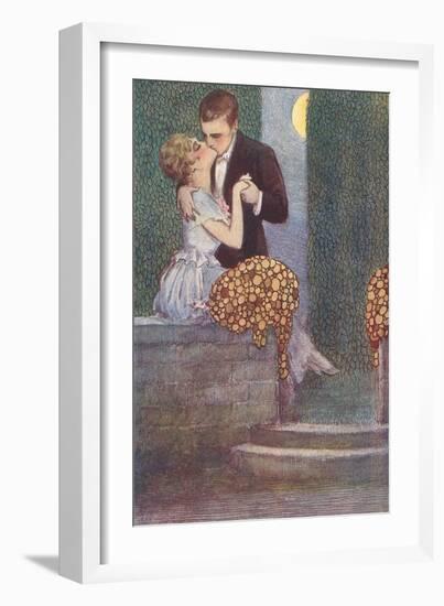 Couple Kissing in the Moonlight-null-Framed Art Print