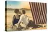 Couple Kissing on Beach-null-Stretched Canvas