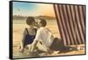 Couple Kissing on Beach-null-Framed Stretched Canvas