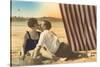 Couple Kissing on Beach-null-Stretched Canvas