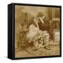 Couple Lighting a Cigarette from Each Other, 1900-null-Framed Stretched Canvas