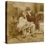 Couple Lighting a Cigarette from Each Other, 1900-null-Stretched Canvas