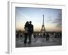 Couple Look Towards the Eiffel Tower, Paris, France, Europe-Andrew Mcconnell-Framed Photographic Print