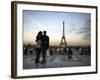 Couple Look Towards the Eiffel Tower, Paris, France, Europe-Andrew Mcconnell-Framed Photographic Print