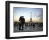 Couple Look Towards the Eiffel Tower, Paris, France, Europe-Andrew Mcconnell-Framed Photographic Print