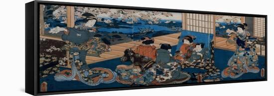 Couple Looking in Mirror-Utagawa Kunisada-Framed Stretched Canvas
