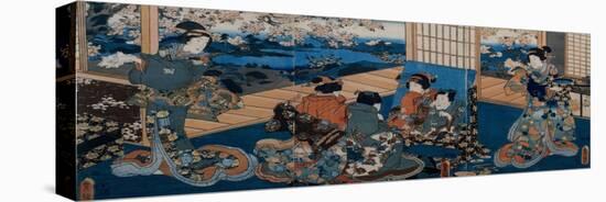 Couple Looking in Mirror-Utagawa Kunisada-Stretched Canvas