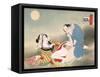 Couple Making Love in the Moonlight-Japanese School-Framed Stretched Canvas