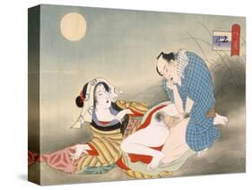 Couple Making Love in the Moonlight-Japanese School-Stretched Canvas