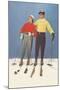 Couple Modeling Fifties Skiwear-null-Mounted Art Print