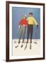 Couple Modeling Fifties Skiwear-null-Framed Art Print