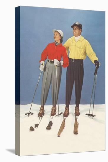 Couple Modeling Fifties Skiwear-null-Stretched Canvas