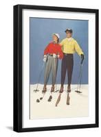 Couple Modeling Fifties Skiwear-null-Framed Art Print