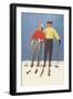 Couple Modeling Fifties Skiwear-null-Framed Art Print