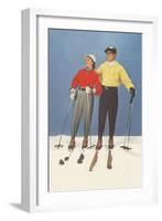 Couple Modeling Fifties Skiwear-null-Framed Art Print