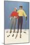 Couple Modeling Fifties Skiwear-null-Mounted Art Print