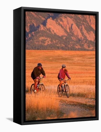 Couple Mountain Biking, CO-Chris Rogers-Framed Stretched Canvas