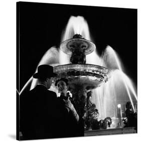 Couple Near Fountain, Paris 1951-Genevieve Naylor-Stretched Canvas