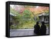 Couple Observing Autumn Colours, Koto in Zen Temple, Within Daitokuji Main Temple, Kyoto, Japan-Christian Kober-Framed Stretched Canvas