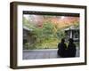 Couple Observing Autumn Colours, Koto in Zen Temple, Within Daitokuji Main Temple, Kyoto, Japan-Christian Kober-Framed Photographic Print