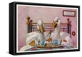 Couple of Geese Breakfast in Bed: Their Meal Includes Eggs Can They be Cannibals?-null-Framed Stretched Canvas