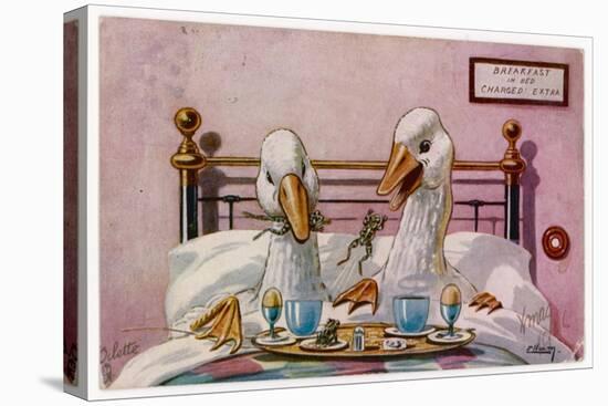 Couple of Geese Breakfast in Bed: Their Meal Includes Eggs Can They be Cannibals?-null-Stretched Canvas